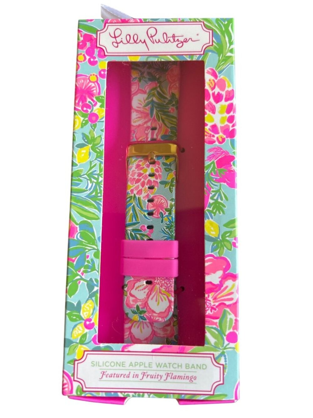 Lilly Pulitzer Silicone Apple Watch Band Fruity Flamingo 38/40mm Bright Floral